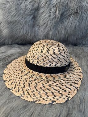 PRICE FIRM Tula Beige Straw Sun Hat with Black Band